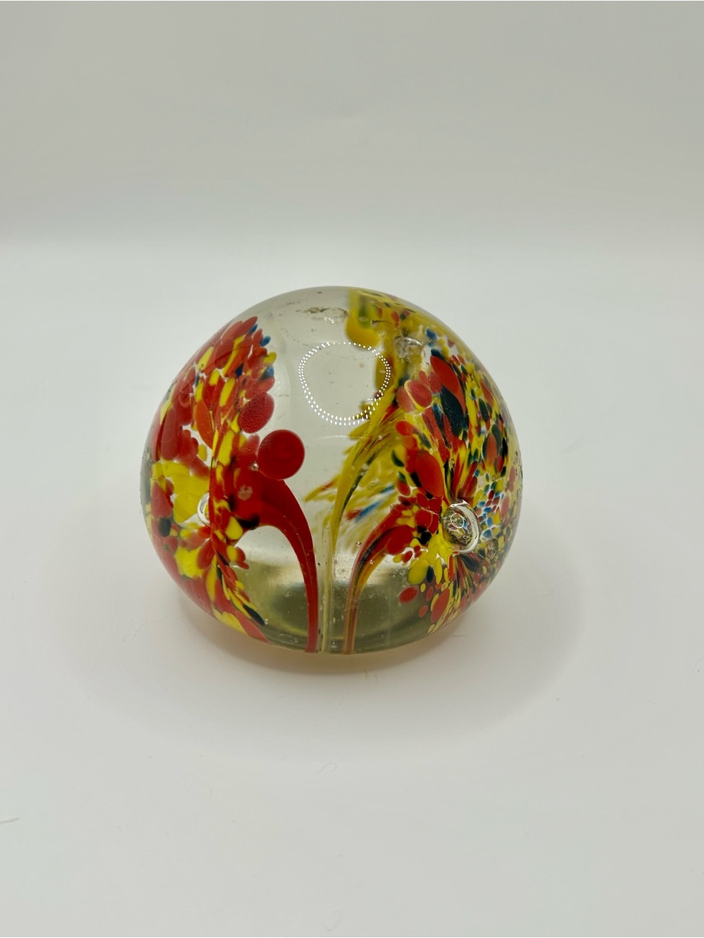 Handblown Glass Paperweight in Red and Yellow - Picture 6 of 6